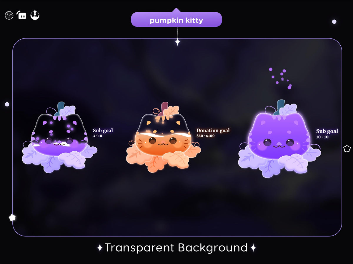 Pumpkin Kitty Stream Goal Widget: Twitch Streamlabs Streamelements