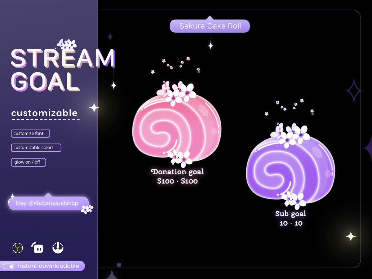 Sakura Cake Roll Goal Widget: Streamlabs/Streamelements