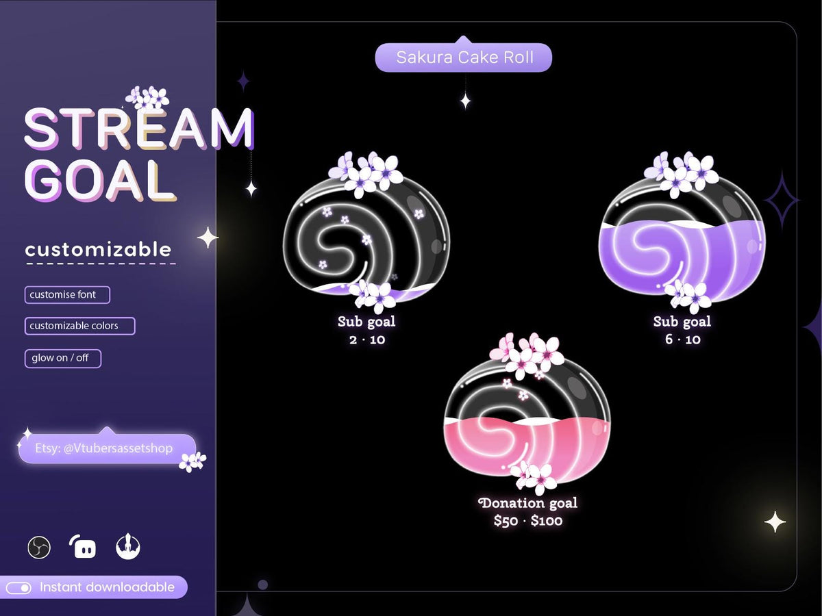 Sakura Cake Roll Goal Widget: Streamlabs/Streamelements