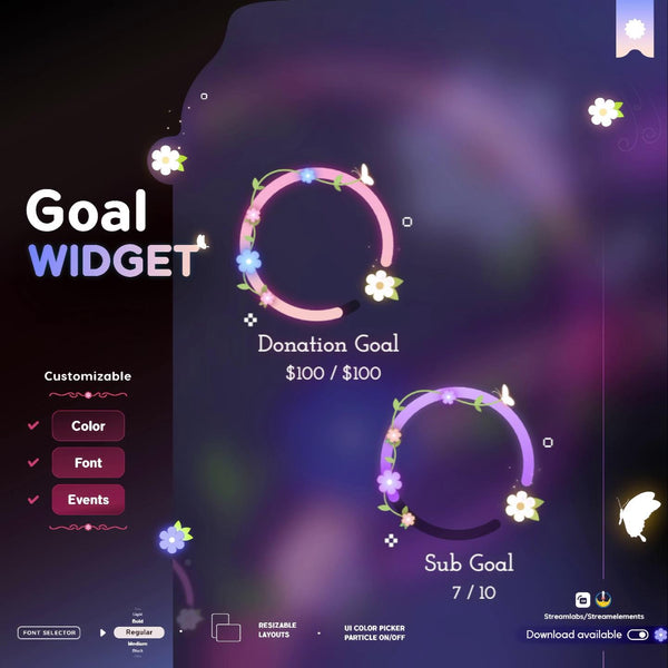 Floral Twitch Goal Widget: Spring Flower Theme - StreamElements