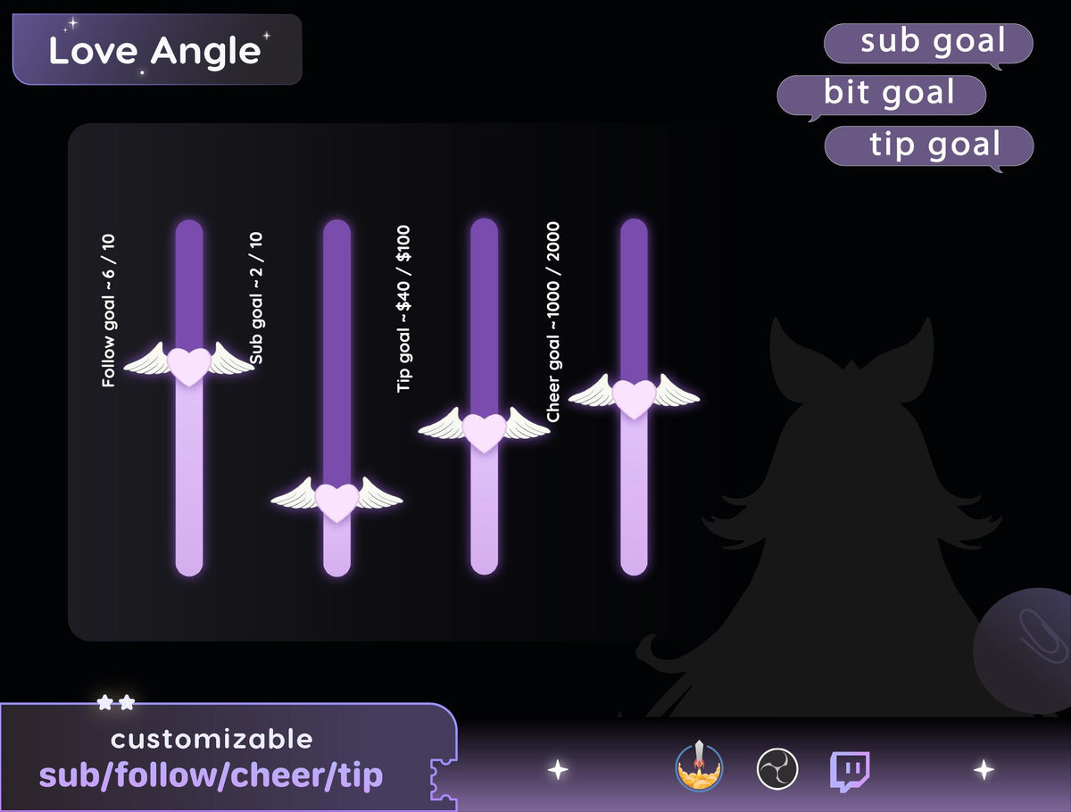 Angel Love Bar Loading Goal Widget: StreamElements OBS (Digital Download)