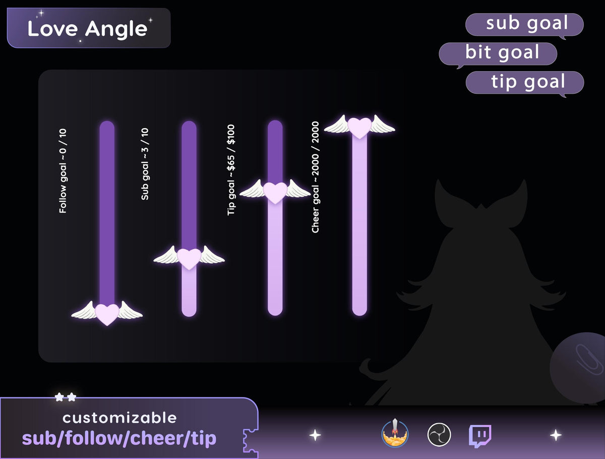 Angel Love Bar Loading Goal Widget: StreamElements OBS (Digital Download)