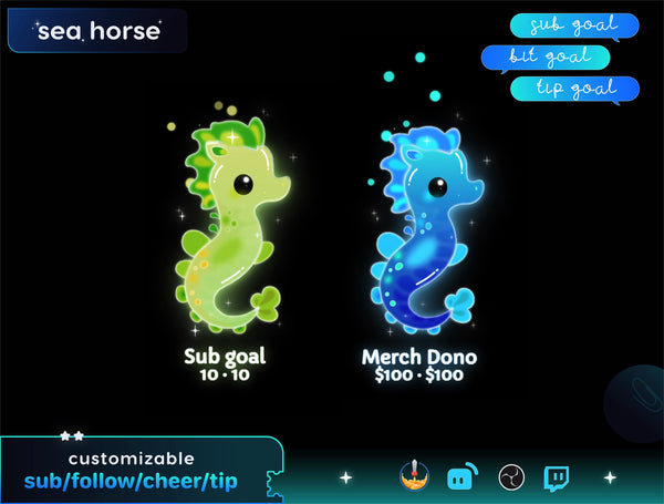 Sea Horse Liquid Filling Goal Widget | Twitch Streamlabs, TikTok Studio, and Streamelements