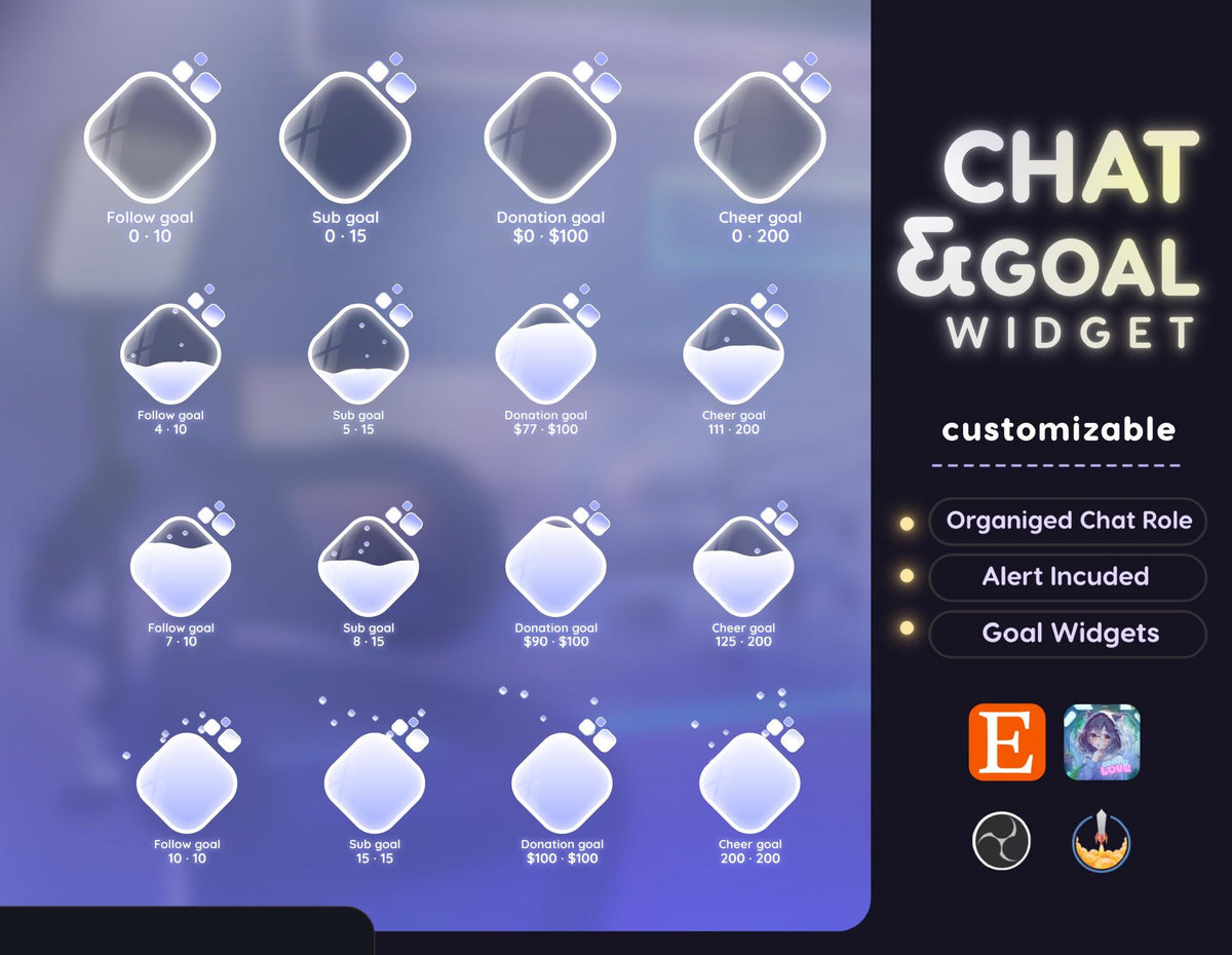 Glassy Pastel Chat Widget | Twitch StreamElements Modern Elegant Animated Overlay | VTuber Streamer
