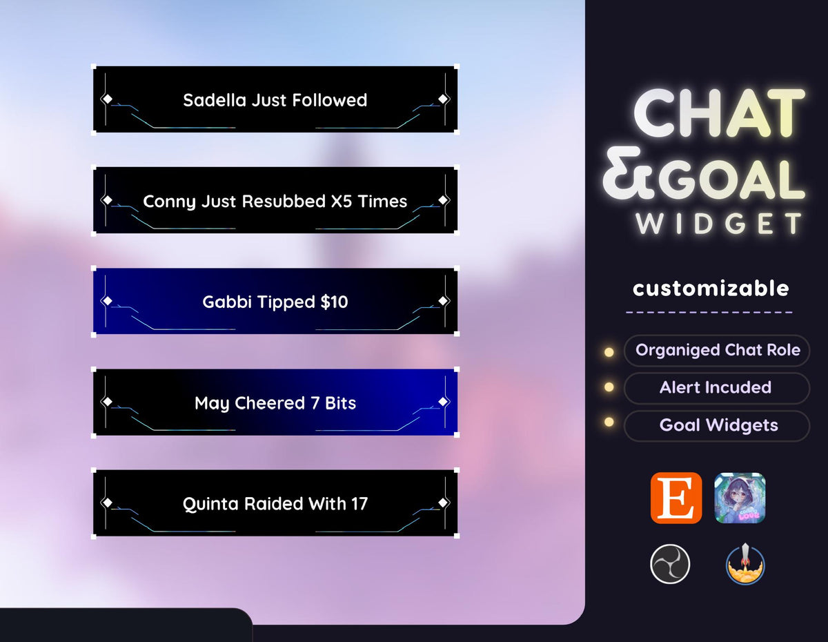 Cyberpunk Twitch Chat Widget for OBS and StreamElements Animated Neon Gamer Overlay for VTubers