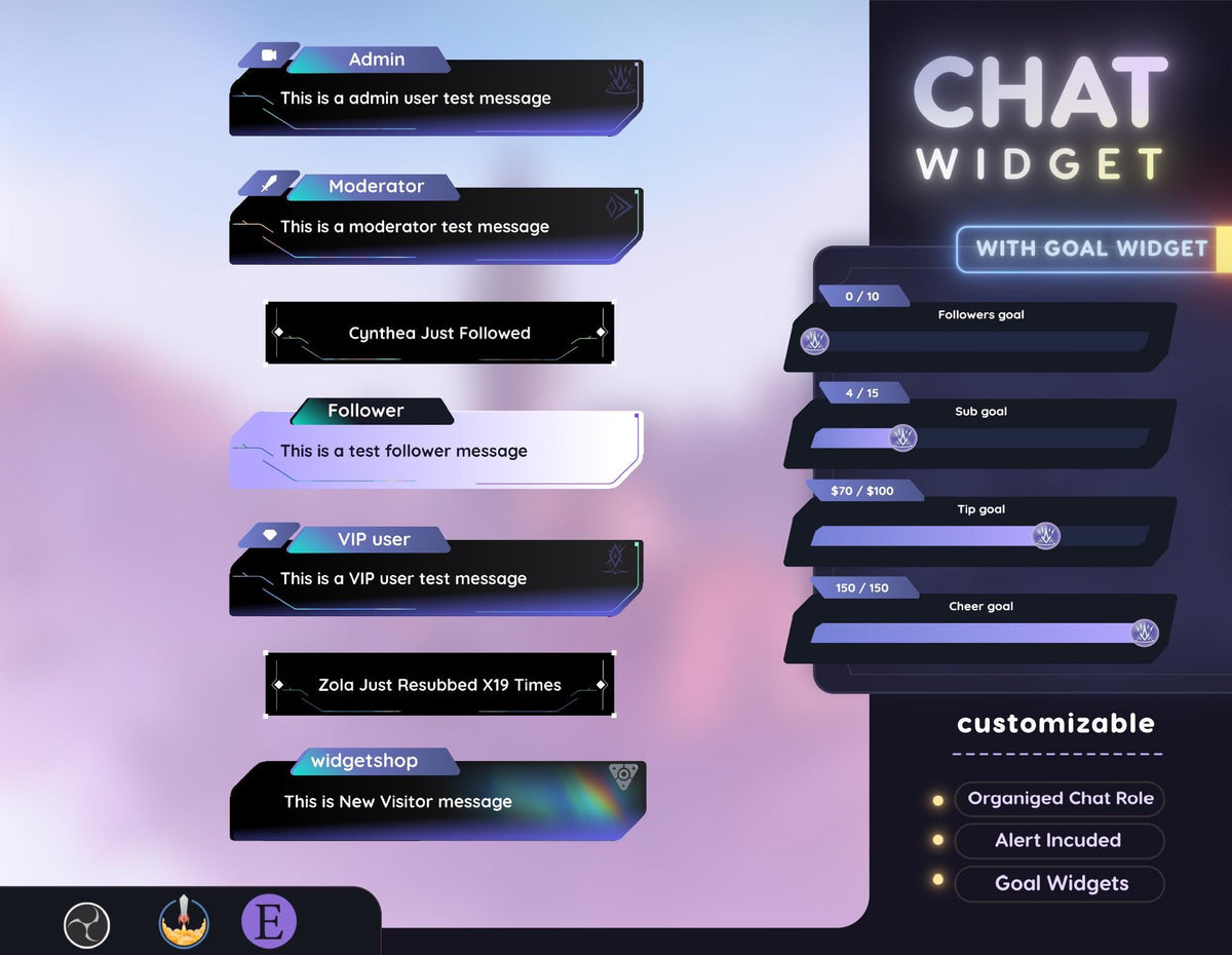Cyberpunk Twitch Chat Widget for OBS and StreamElements Animated Neon Gamer Overlay for VTubers
