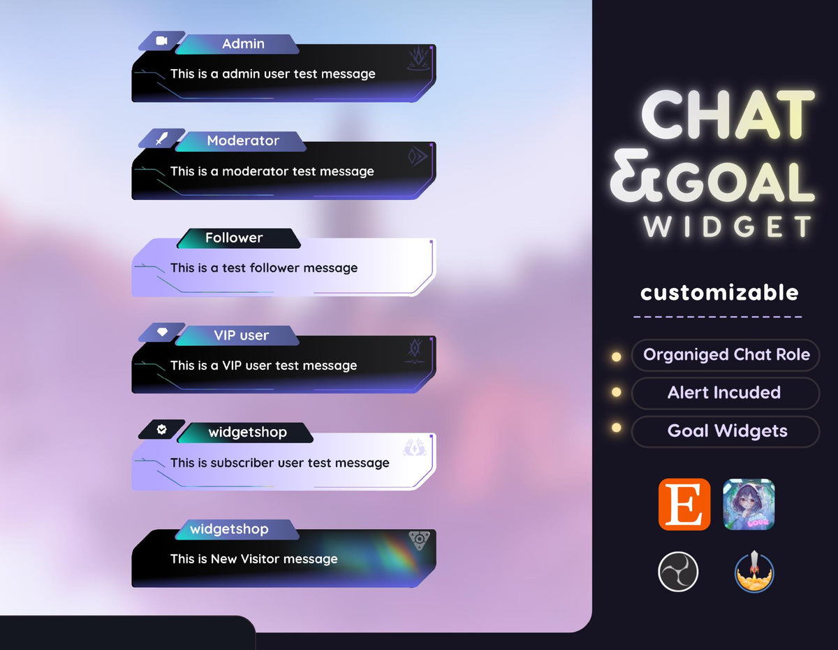 Cyberpunk Twitch Chat Widget for OBS and StreamElements Animated Neon Gamer Overlay for VTubers
