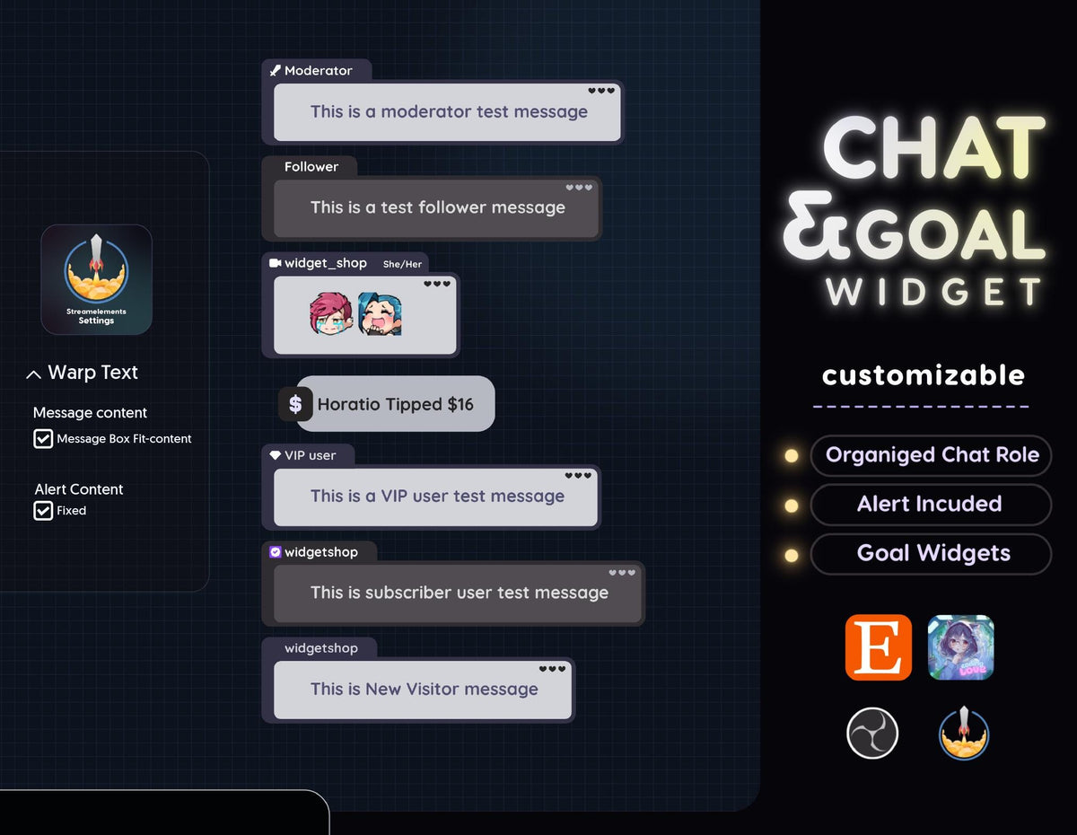 Retro Chat Widget | Twitch StreamElements OBS Animated Vintage Stream Overlay | Streamer Gift
