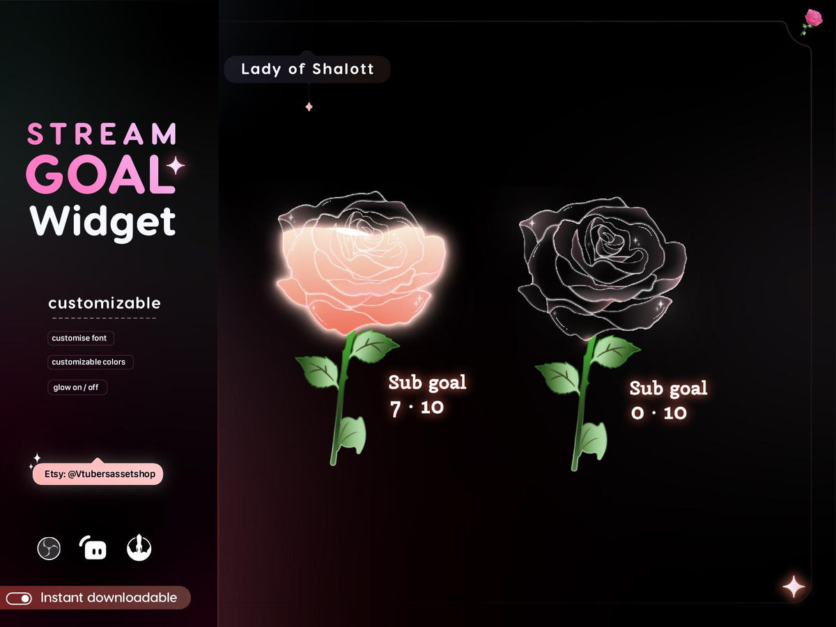 Lady of Shallot Rose Goal Stream Widget - Streamlabs, Streamelements