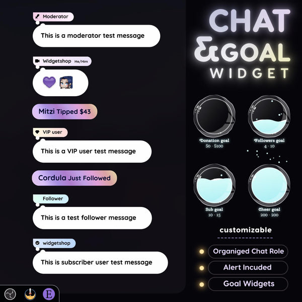 Pastel Gradient Chat Widget | StreamElements Goal Overlay (Digital Download)