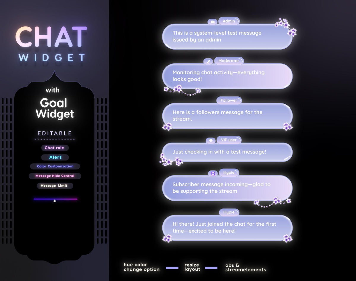 Sakura Blossom Twitch Chat Widget: Minimal Glassy Theme (StreamElements) (Digital Download)