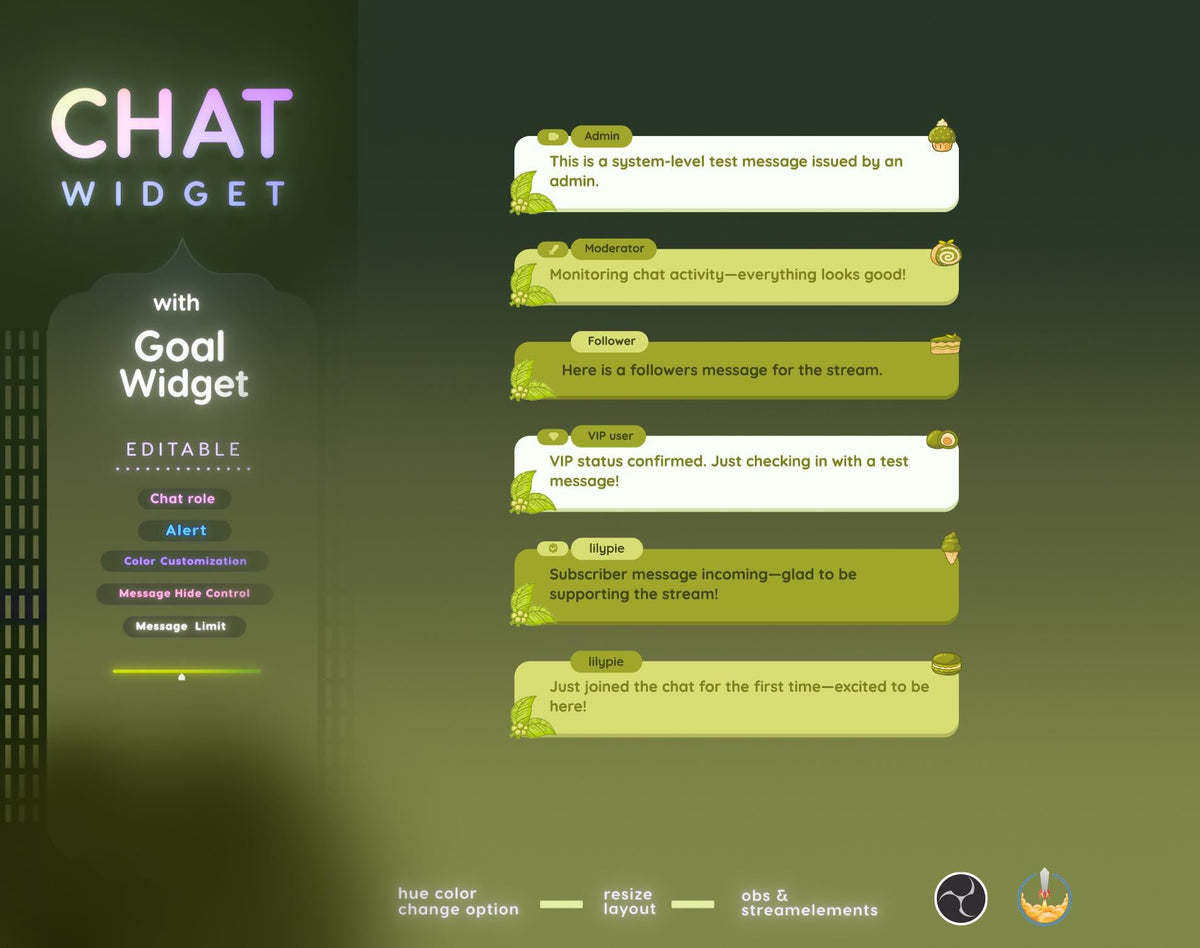 Matcha Twitch Chat and Goal Widget - StreamElements (Digital Download)