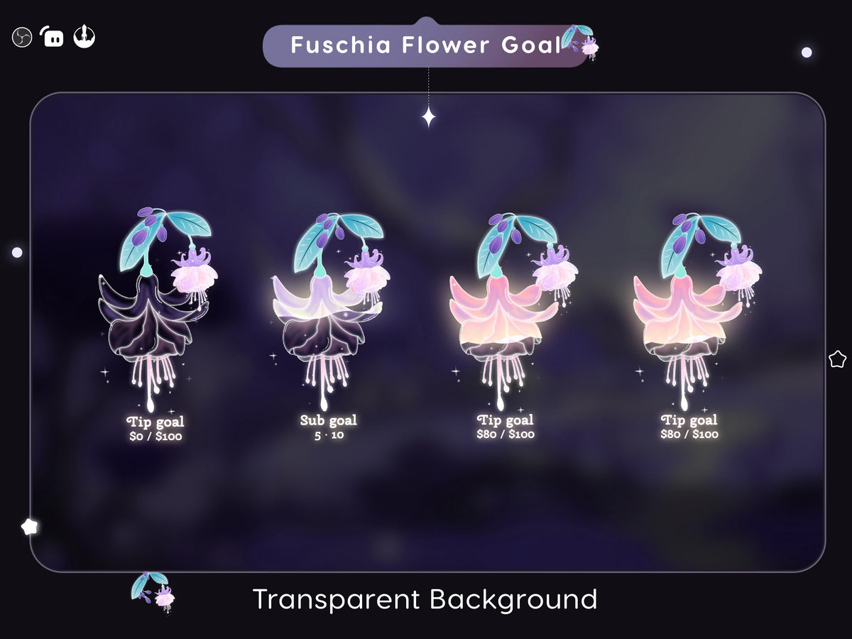 Fuchsia Flower Goal Stream Widget: Streamlabs & Streamelements