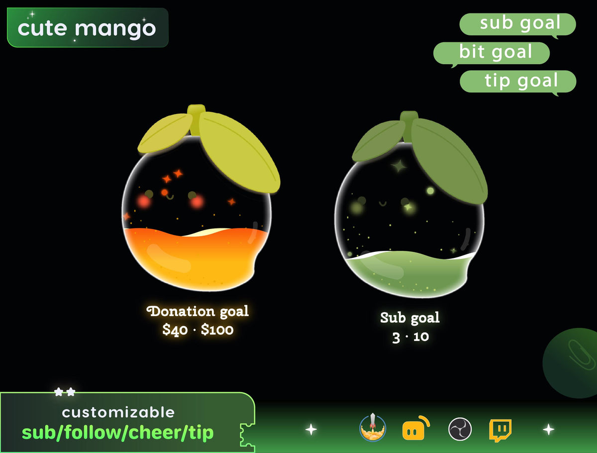 Mango Liquid Goal Widget, Customizable Stream Overlay (Digital Download)