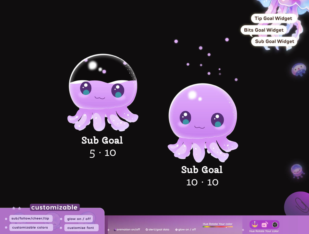 Octopus Liquid Filling Goal Widget | Twitch Streamlabs, TikTok Studio, and StreamElements | Kick OBS VTuber