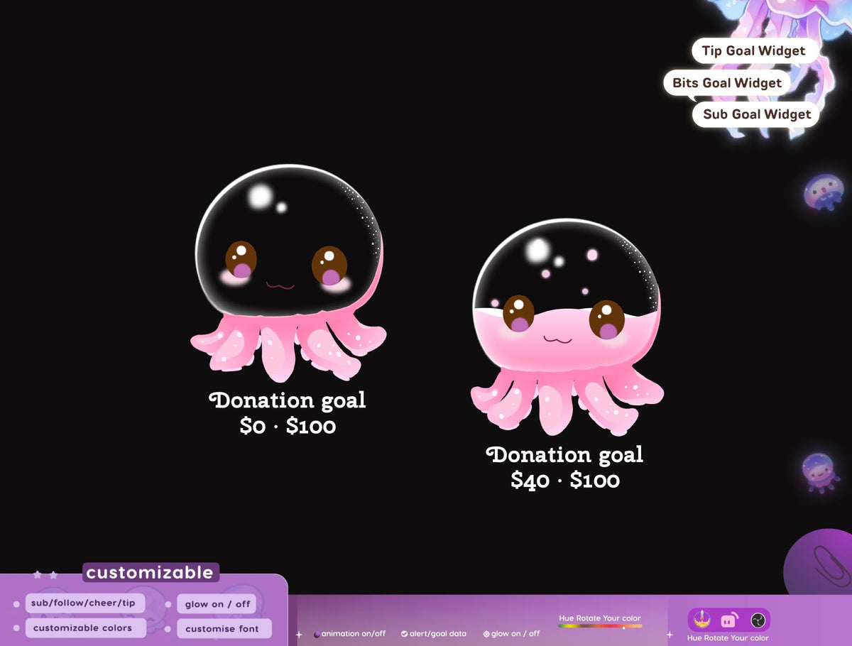 Octopus Liquid Filling Goal Widget | Twitch Streamlabs, TikTok Studio, and StreamElements | Kick OBS VTuber