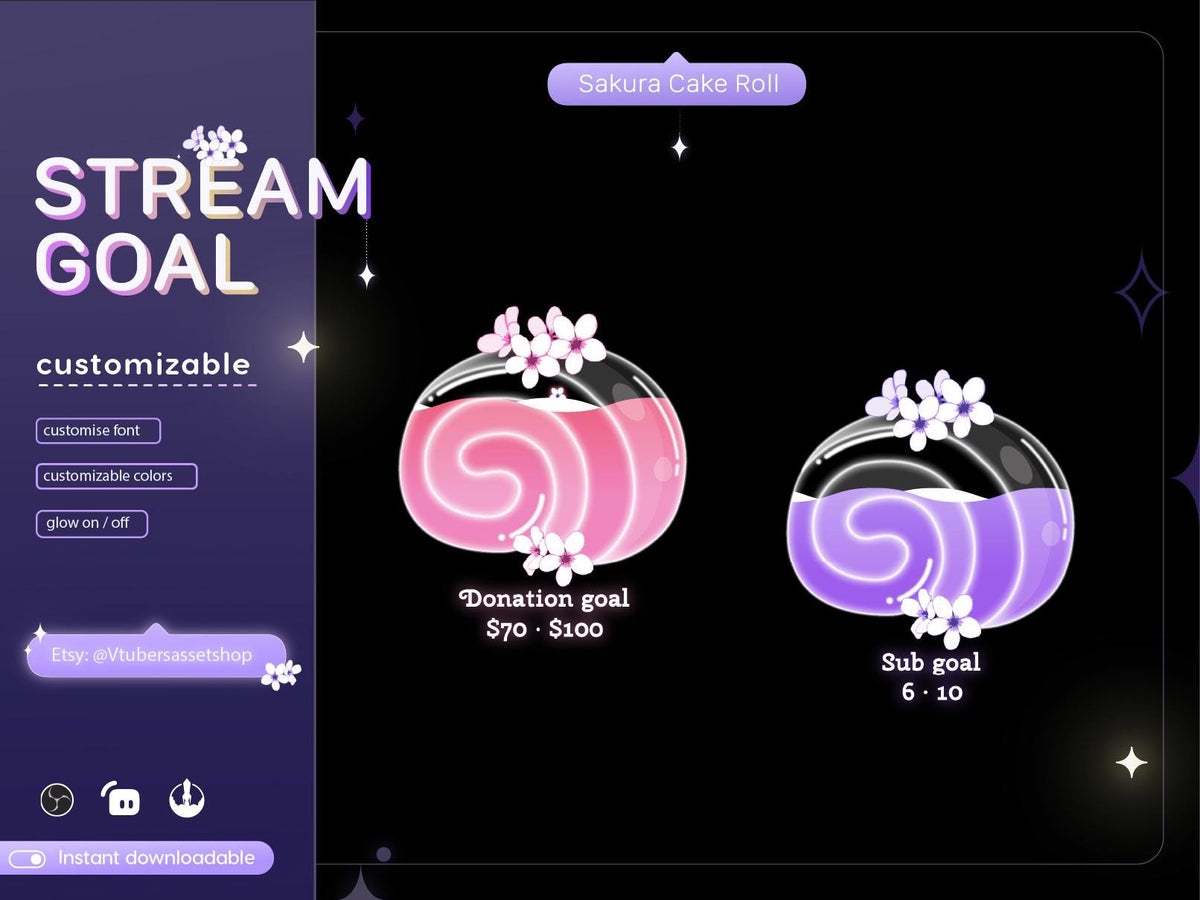 Sakura Cake Roll Goal Widget: Streamlabs/Streamelements