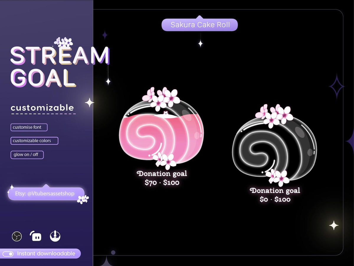 Sakura Cake Roll Goal Widget: Streamlabs/Streamelements
