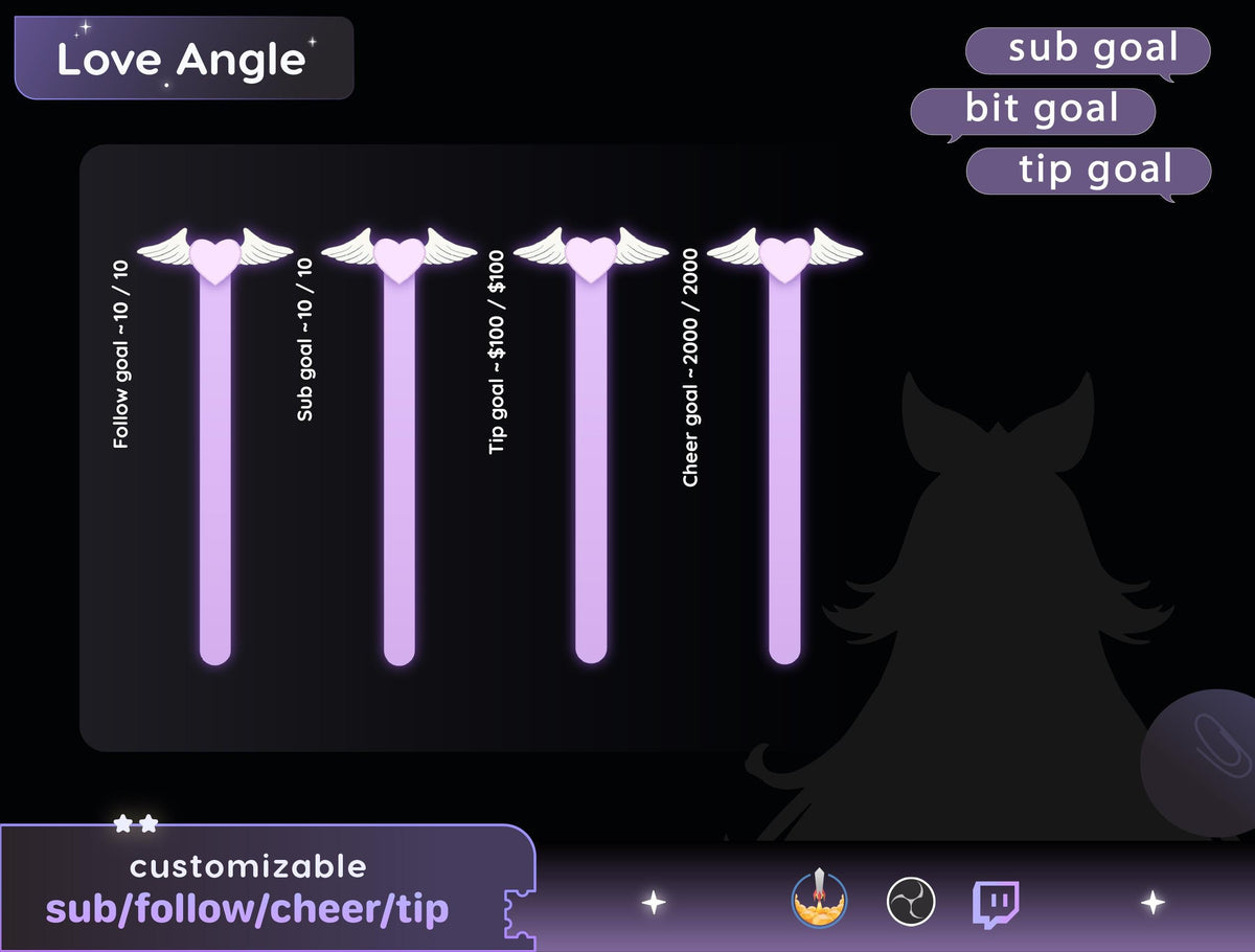 Angel Love Bar Loading Goal Widget: StreamElements OBS (Digital Download)
