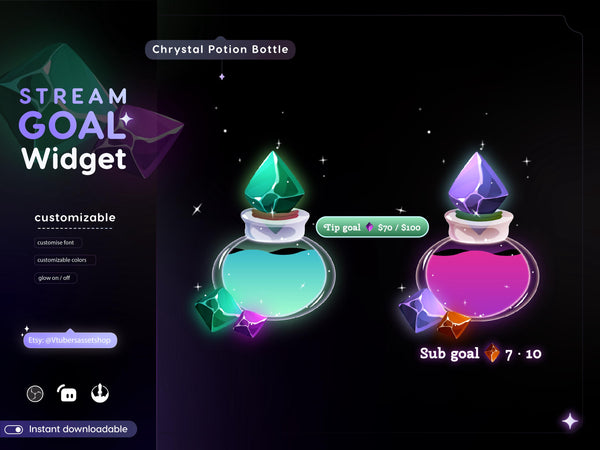 Crystal Potion Bottle Goal Widget: Streamlabs & Streamelements
