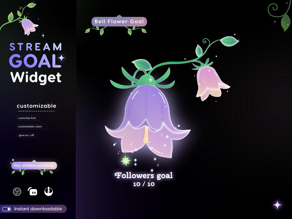 Bell Flower Twitch Goal Widget: Glassy Stream Widget