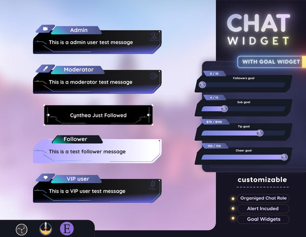 Cyberpunk Twitch Chat Widget for OBS and StreamElements Animated Neon Gamer Overlay for VTubers