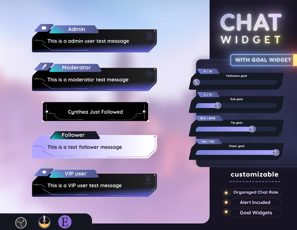 Cyberpunk Twitch Chat Widget for OBS and StreamElements Animated Neon Gamer Overlay for VTubers