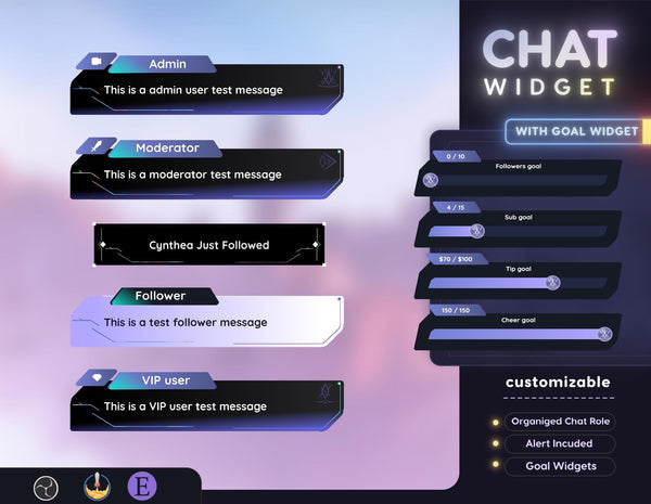 Cyberpunk Twitch Chat Widget for OBS and StreamElements Animated Neon Gamer Overlay for VTubers