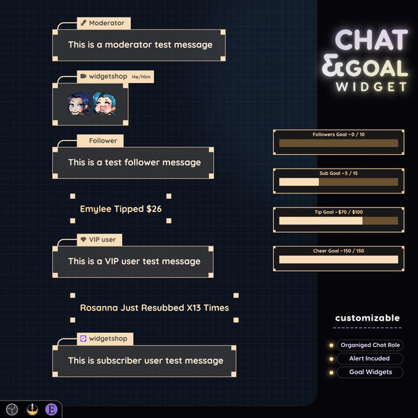 Minimal Line Twitch Chat Widget • With Pronouns & Alerts (StreamElements)