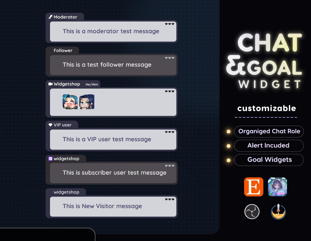 Retro Chat Widget | Twitch StreamElements OBS Animated Vintage Stream Overlay | Streamer Gift