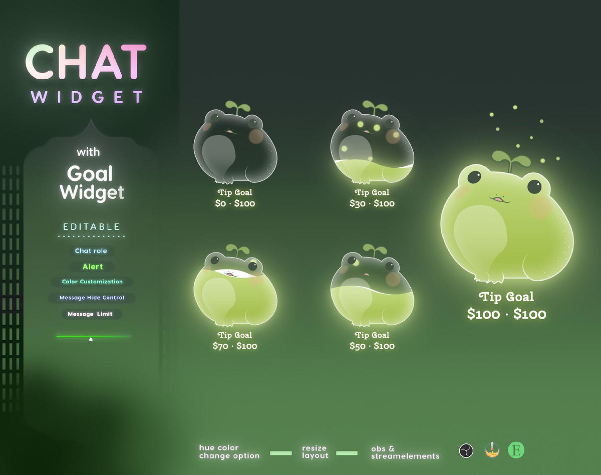 Froggy twitch Chat and Goal Widget (StreamElements) (Digital Download)