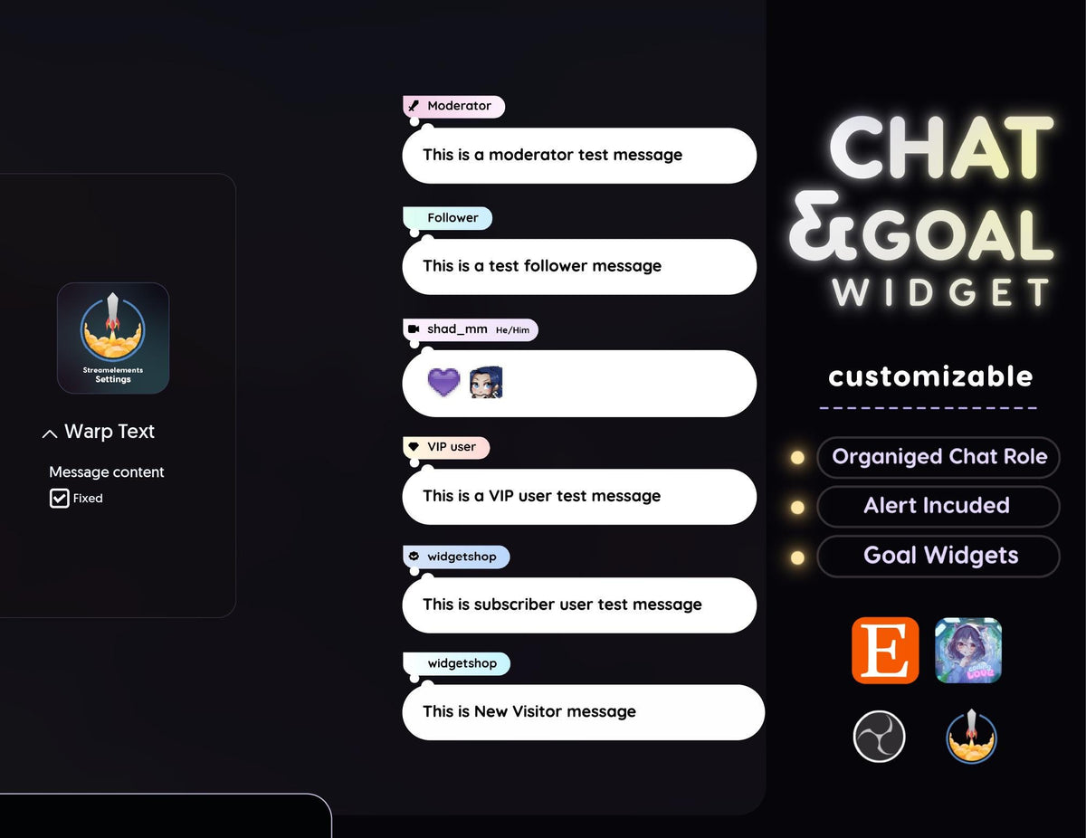 Pastel Gradient Twitch Chat Widget | StreamElements Goal Overlay (Digital Download)
