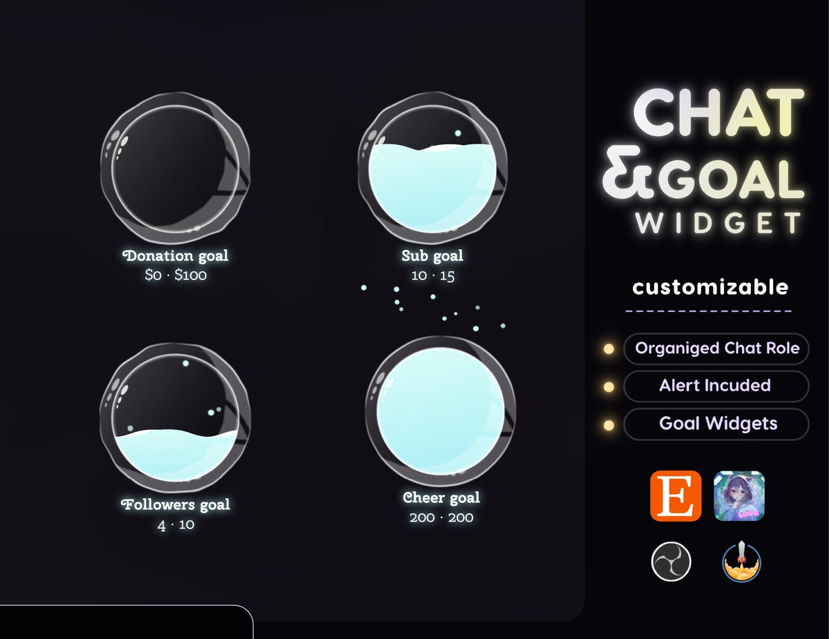 Pastel Gradient Twitch Chat Widget | StreamElements Goal Overlay (Digital Download)