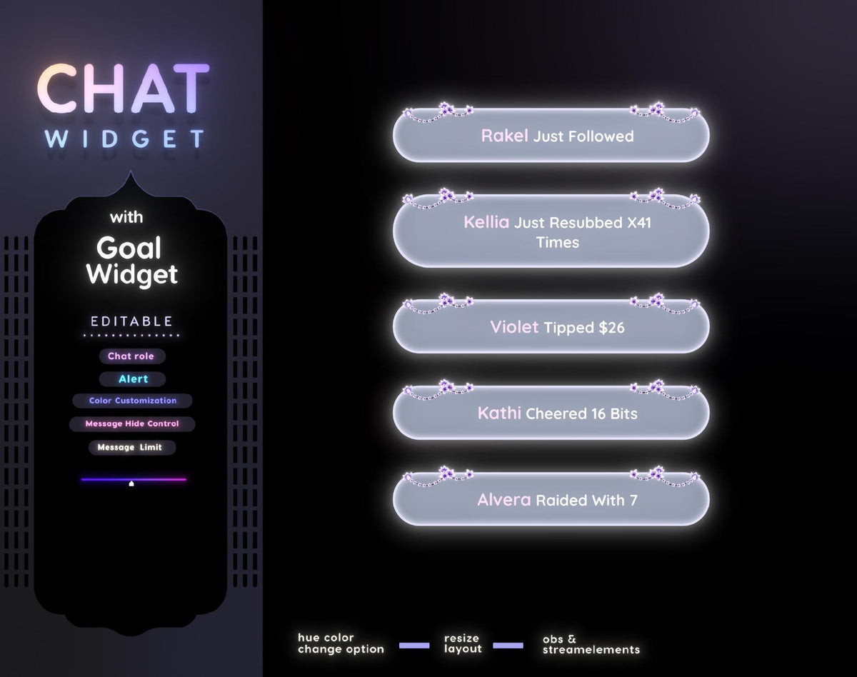 Sakura Blossom Twitch Chat Widget: Minimal Glassy Theme (StreamElements) (Digital Download)