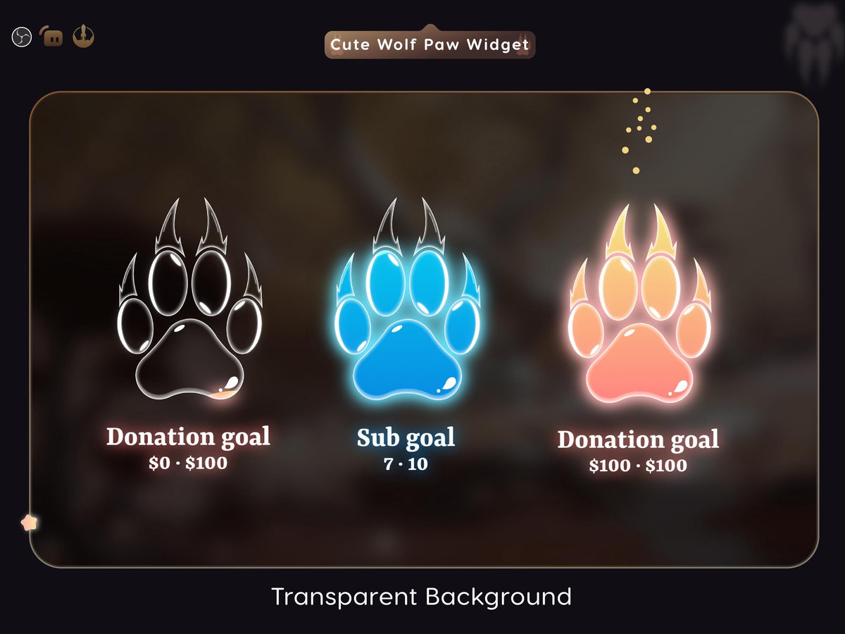 Wolf Paw Goal Widget: Stream Overlay for Twitch, Streamlabs, OBS