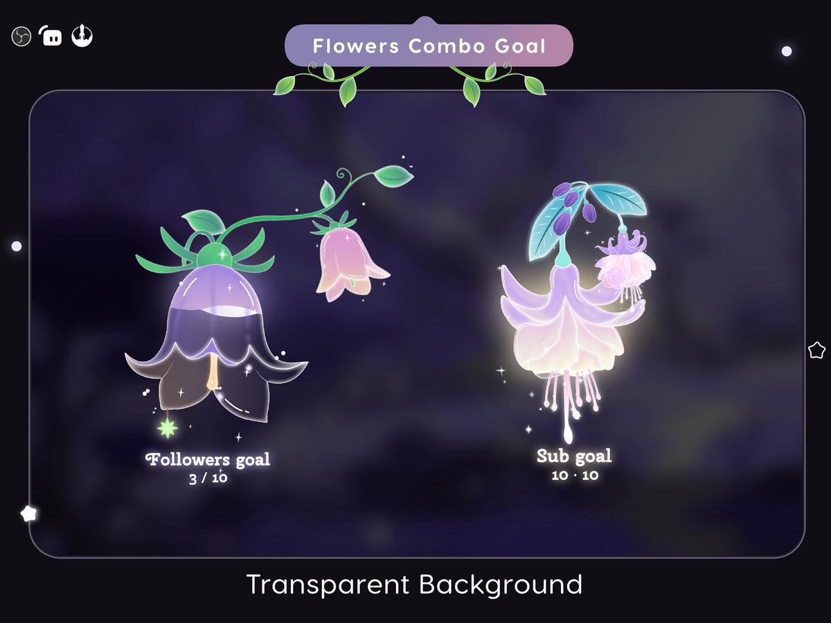 Flowers Stream Goal Widget: Glassy Combo for Twitch - Streamlabs, Streamelements