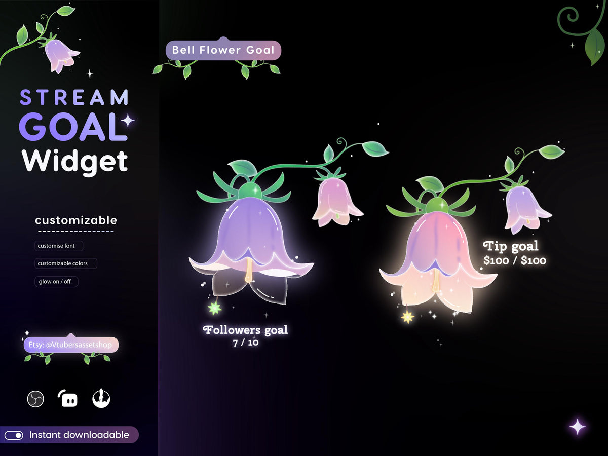 Bell Flower Twitch Goal Widget: Glassy Stream Widget