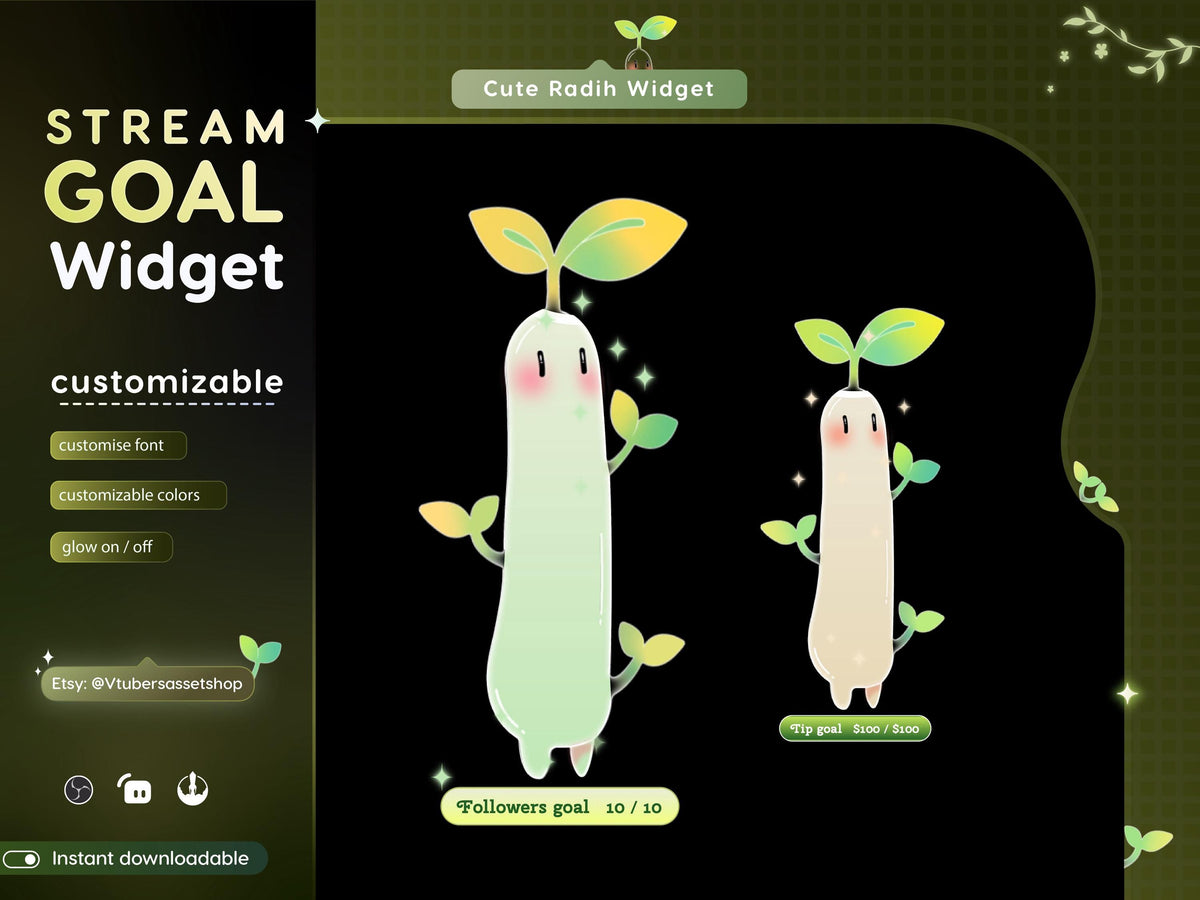 Radish Twitch Goal Widget | Stream Overlay (Digital Download)