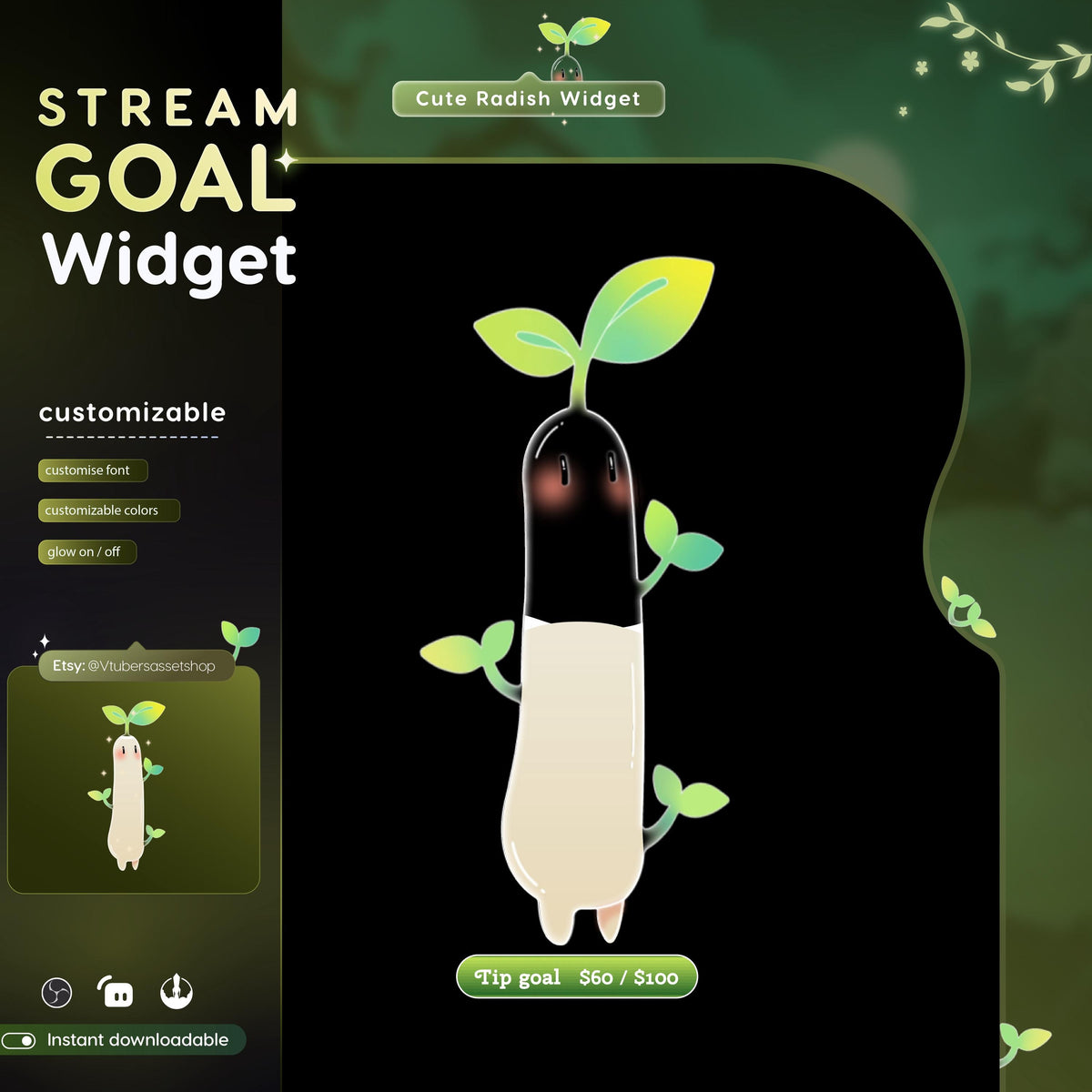 Radish Twitch Goal Widget | Stream Overlay (Digital Download)