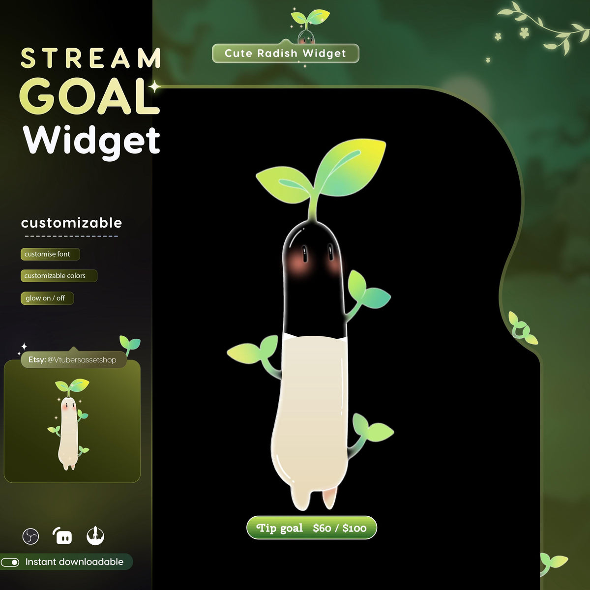Radish Twitch Goal Widget | Stream Overlay (Digital Download)