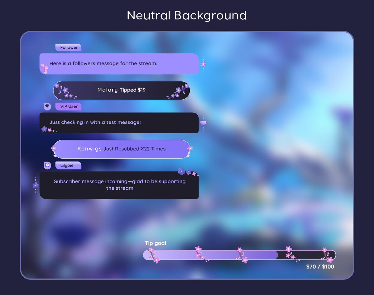 Sakura Floral Twitch Chat and Goal Widget (StreamElements) (Digital Download)