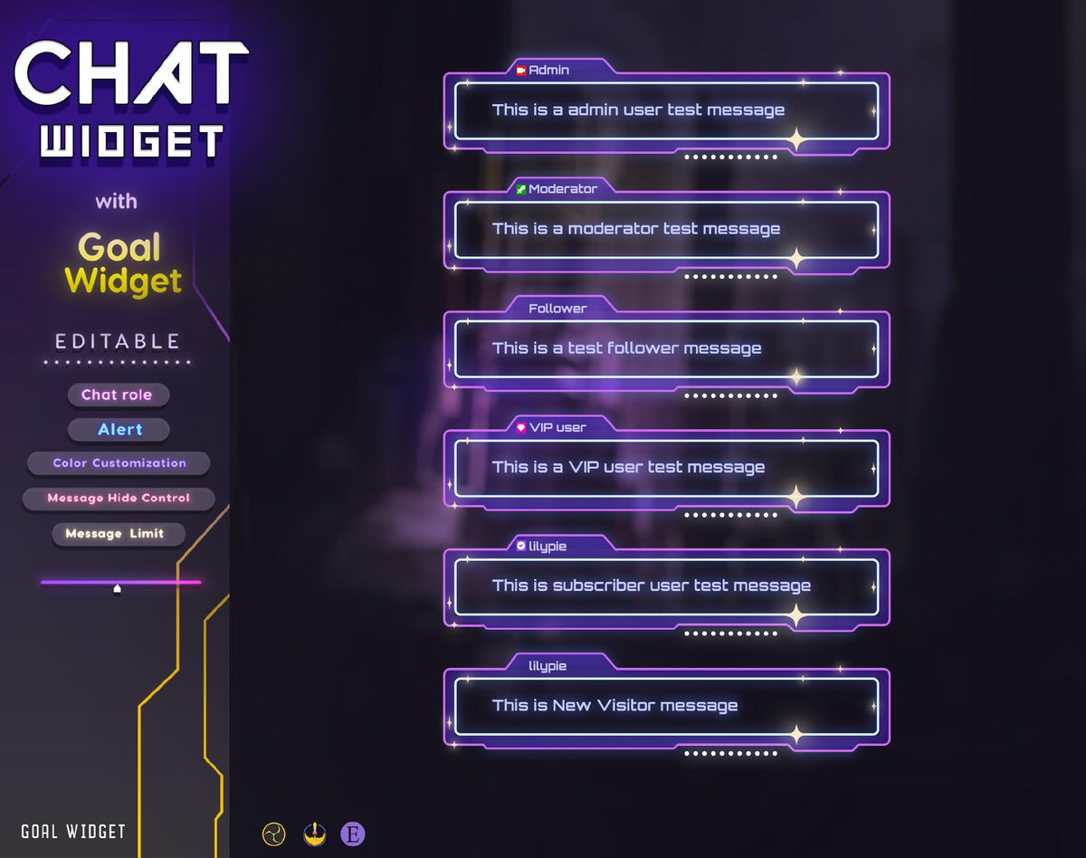 Cyberpunk Twitch Chat Widget - Pronouns & Alerts (StreamElements, OBS) (Digital Download)