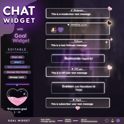 Valentine twitch Chat and Goal Widget - Love stream overlay StreamElements (Digital Download)