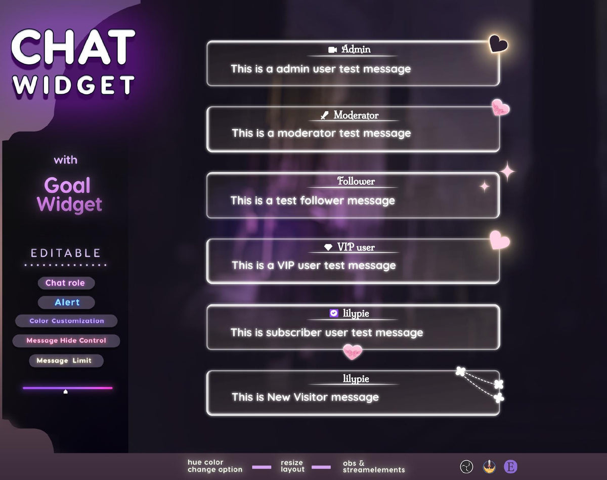 Valentine twitch Chat and Goal Widget - Love stream overlay StreamElements (Digital Download)