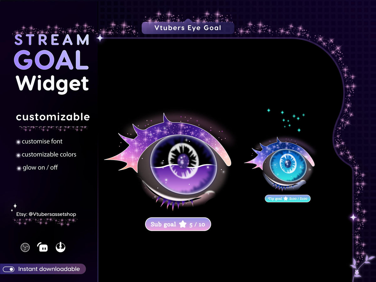 VTuber Eye Goal Stream Widget: Customizable Alerts (Digital Download)