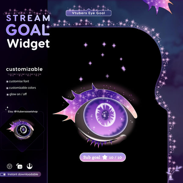 VTuber Eye Goal Stream Widget: Customizable Alerts (Digital Download)