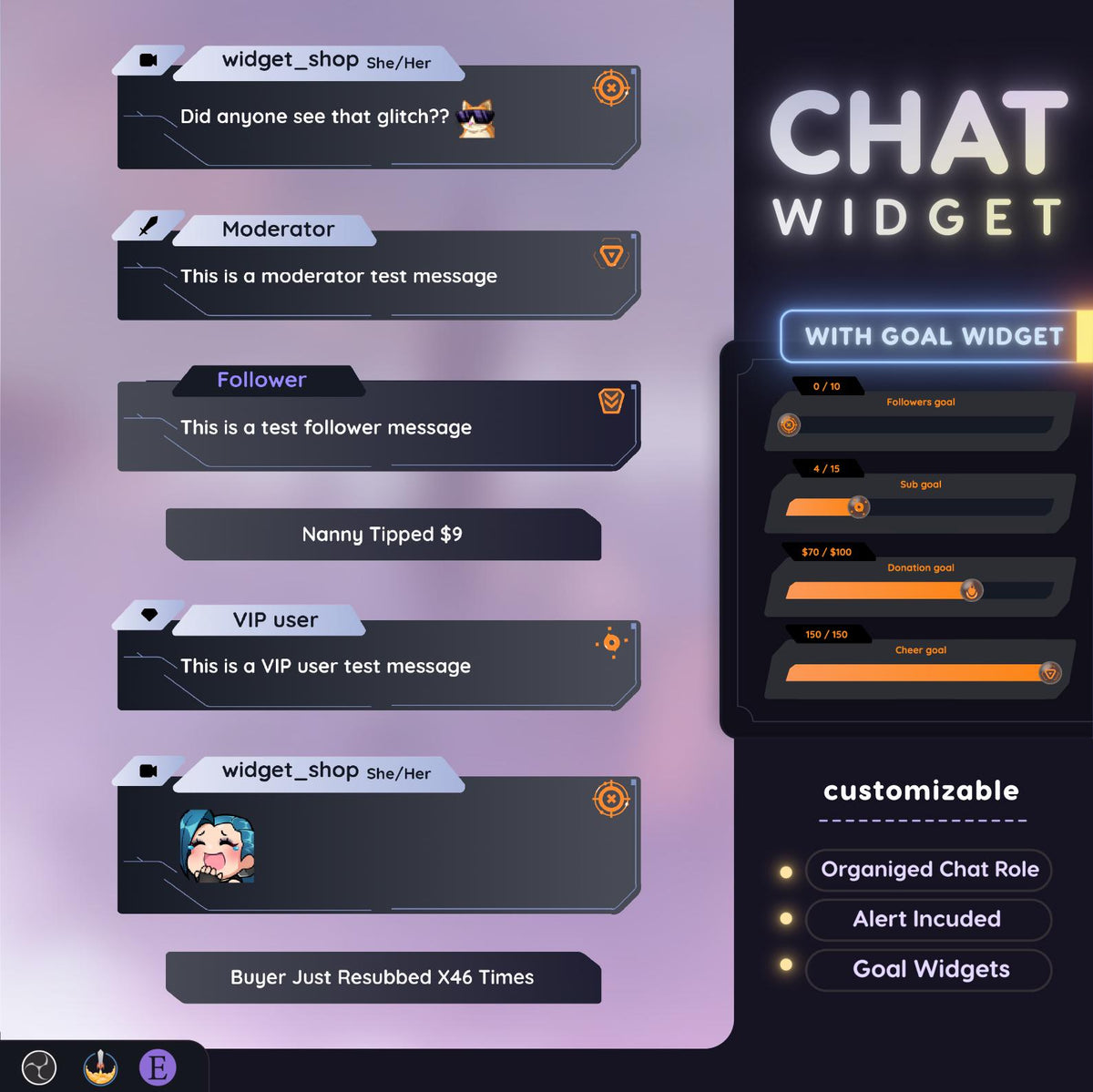 Valorant Brimstone Twitch Stream Chat & Goal Widget - Modern Theme (StreamElements Only)