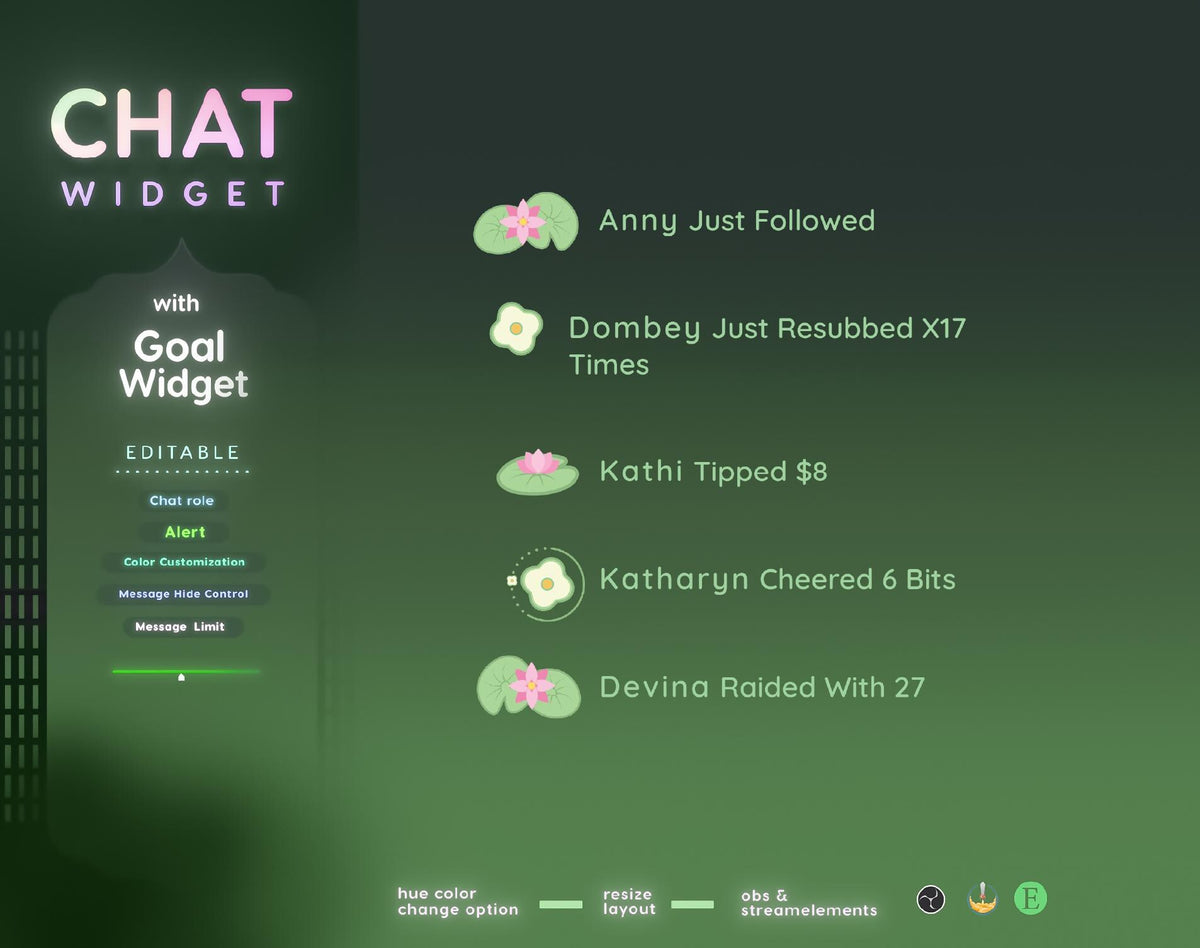 Froggy twitch Chat and Goal Widget (StreamElements) (Digital Download)