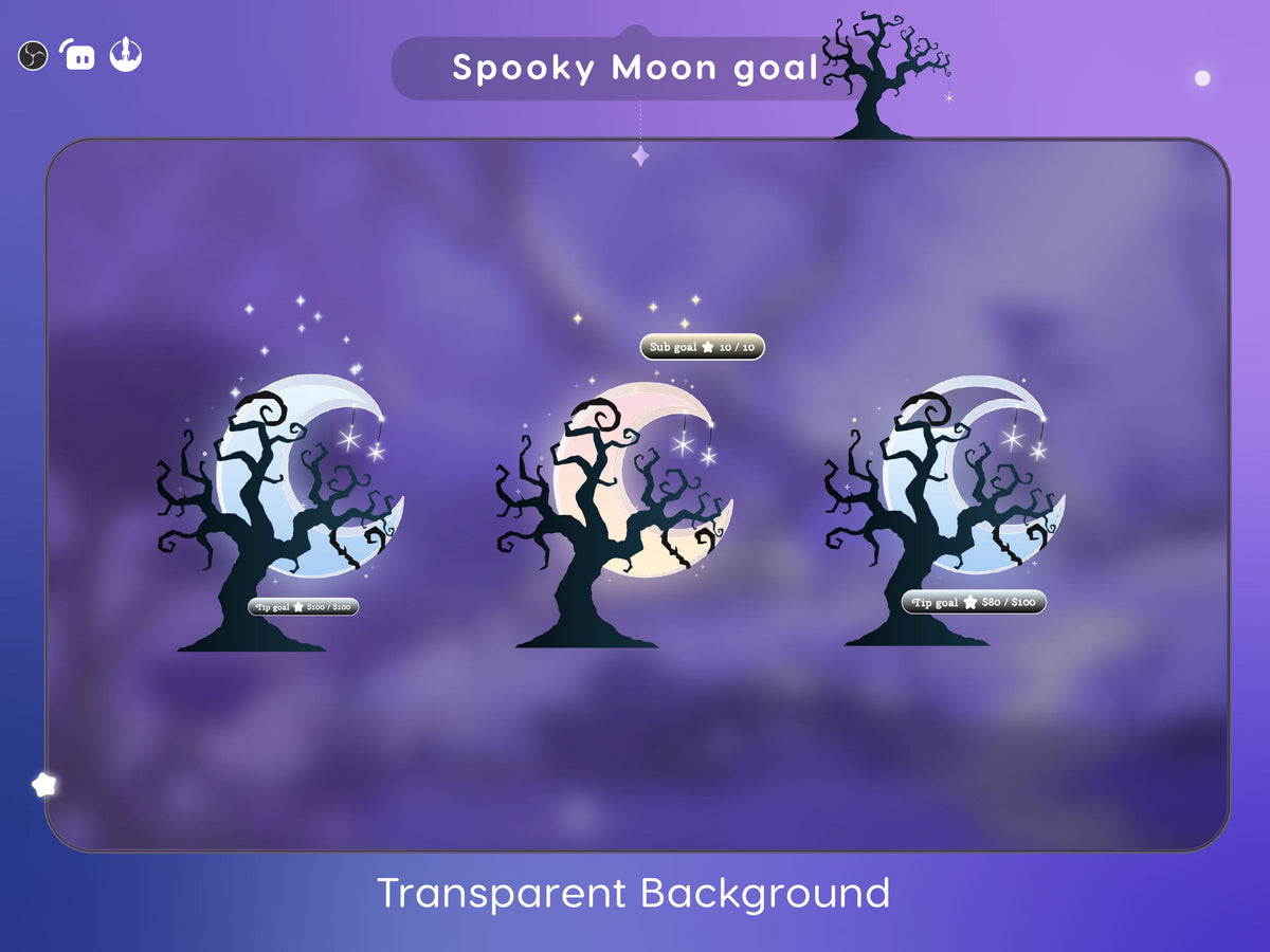 Spooky Moon Goal Stream Widget: Twitch Streamlabs Streamelements