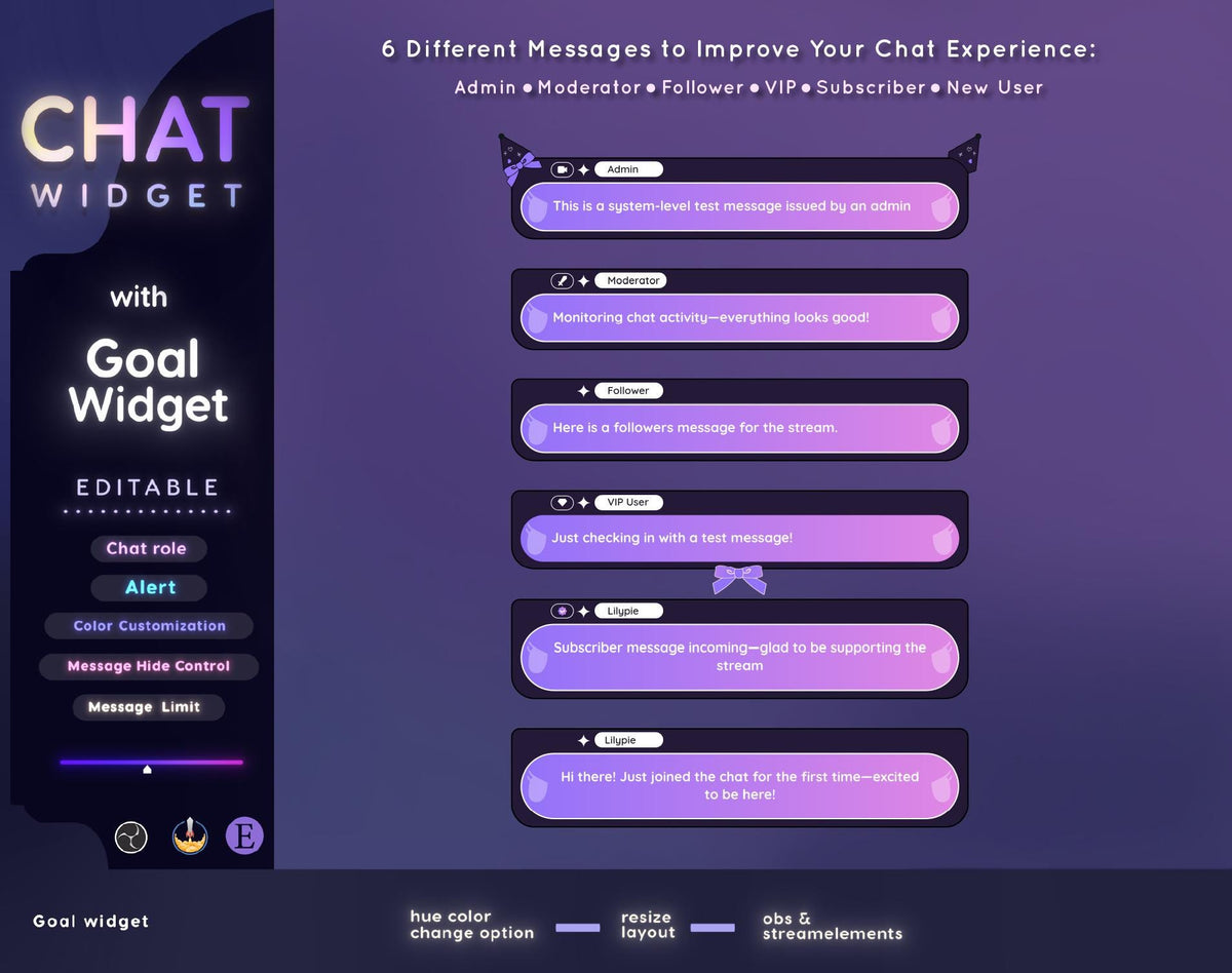 Anime Cartoonish Twitch Chat Widget - Pastel Starry Theme overlay (Digital Download)